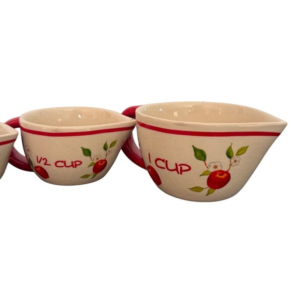 Cracker Barrel Measuring Cups Set Of 4 Apple Design Susan Winget Ceramic - Picture 7 of 11